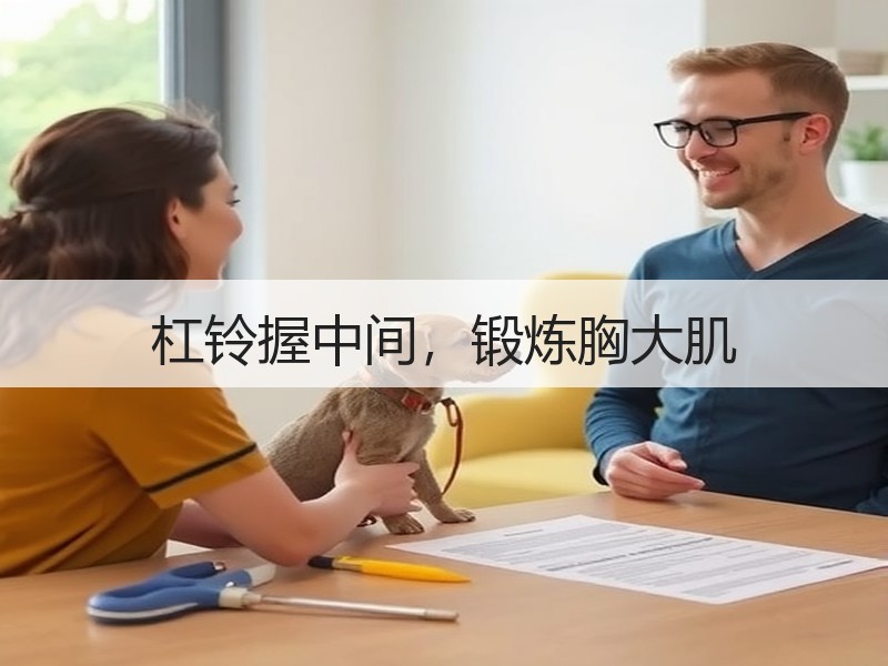 杠铃握中间，锻炼胸大肌